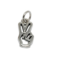 Sterling Silver Hand with Peace Sign Charm Sterling Silver Hand with Peace Sign Charm