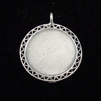 Sterling Silver Filigree Edge Pendant, Large Sterling Silver Filigree Edge Pendant, Large