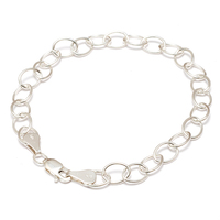 Sterling Silver Charm Chain Bracelet, 7.25" Sterling Silver Charm Chain Bracelet, 7.25"