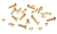 Mini Gold Plated Hex Nuts, Washers & Bolts, 1/4", 10 sets Mini Gold Plated Hex Nuts, Washers & Bolts, 1/4", 10 sets