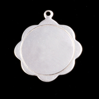 Sterling Silver Scalloped Pendant with Circle Border, 24g Sterling Silver Scalloped Pendant with Circle Border, 24g