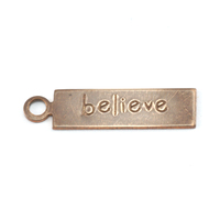 Antiqued Brass Rectangle "believe" Tag with Top Loop, 24g Antiqued Brass Rectangle "believe" Tag with Top Loop, 24g