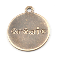 Antiqued Brass Circle "create" Tag with Top Loop, 24g Antiqued Brass Circle "create" Tag with Top Loop, 24g