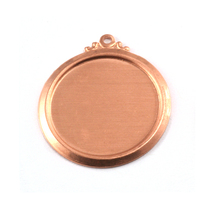 Copper 7/8" (22mm) Pressed Circle w/Ornate Loop Copper 7/8" (22mm) Pressed Circle w/Ornate Loop