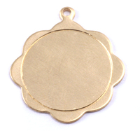 Brass Scalloped Pendant with Circle Border, 24g Brass Scalloped Pendant with Circle Border, 24g