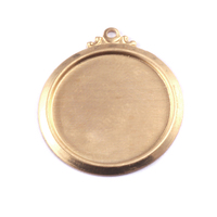 Brass 7/8" (22mm) Pressed Circle w/Ornate Loop Brass 7/8" (22mm) Pressed Circle w/Ornate Loop