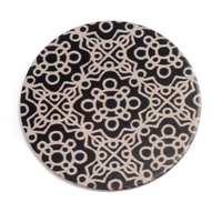 Anodized Aluminum 1" Circle, Black Design #11, 22g Anodized Aluminum 1" Circle, Black Design #11, 22g