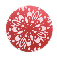 Anodized Aluminum 1" Circle, Red Design #10, 22g Anodized Aluminum 1" Circle, Red Design #10, 22g