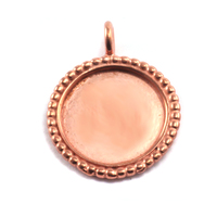 Copper Circle Pendant with Dotted Edge, Medium Copper Circle Pendant with Dotted Edge, Medium