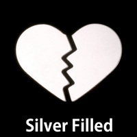 Silver Filled Broken Heart Blank, 24g Silver Filled Broken Heart Blank, 24g