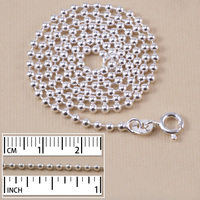Sterling Silver Ball Chain, 2.0mm, 16" Sterling Silver Ball Chain, 2.0mm, 16"