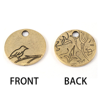 Gold Plated Bird Pendant 1/2 inch (13mm) Circle, 16g Gold Plated Bird Pendant 1/2 inch (13mm) Circle, 16g