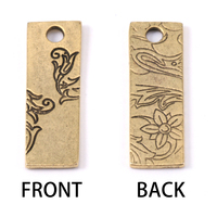 Gold Plated Thin Vine Rectangle Pendant, 16g Gold Plated Thin Vine Rectangle Pendant, 16g