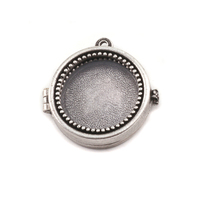 Antique Plated Silver Round Beaded Locket Antique Plated Silver Round Beaded Locket