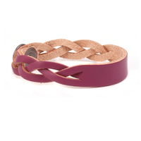 Leather Braided Bracelet 1/2" Large, Purple Leather Braided Bracelet 1/2" Large, Purple