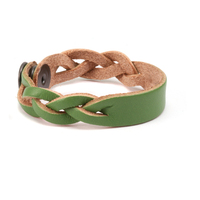 Leather Braided Bracelet 1/2" Large, Olive Leather Braided Bracelet 1/2" Large, Olive
