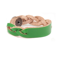 Leather Braided Bracelet 1/2" Large, Kelly Green Leather Braided Bracelet 1/2" Large, Kelly Green