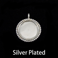 Silver Plated Circle with Dotted Edge, Medium Silver Plated Circle with Dotted Edge, Medium