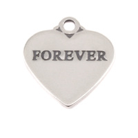 Sterling Silver Heart Charm with Top Loop, FOREVER Sterling Silver Heart Charm with Top Loop, FOREVER