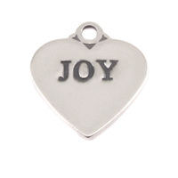 Sterling Silver Heart Charm with Top Loop, JOY Sterling Silver Heart Charm with Top Loop, JOY