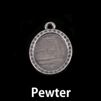 Pewter Oval with Dotted Edge Pewter Oval with Dotted Edge