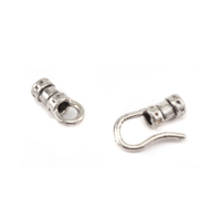 Silver Plated Hook and Eye Clasp with Pinch Ends, 1.5 ID, Silver Plated Hook and Eye Clasp with Pinch Ends, 1.5 ID,