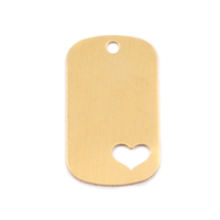 Brass Medium Dog Tag with Heart, 24g Brass Medium Dog Tag with Heart, 24g