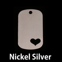 Nickel Silver Medium Dog Tag with Heart, 24g Nickel Silver Medium Dog Tag with Heart, 24g