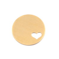 Brass 7/8" (22.5mm) Circle with Heart, 24g Brass 7/8" (22.5mm) Circle with Heart, 24g