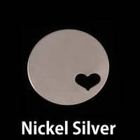 Nickel Silver 7/8" (22mm) Circle with Heart, 24g Nickel Silver 7/8" (22mm) Circle with Heart, 24g
