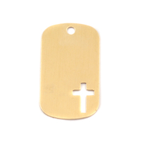 Brass Medium Dog Tag with Cross, 24g Brass Medium Dog Tag with Cross, 24g