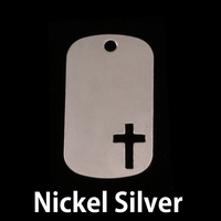 Nickel Silver Medium Dog Tag with Cross, 24g Nickel Silver Medium Dog Tag with Cross, 24g