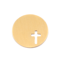 Brass 7/8" (22.5mm) Circle with Cross, 24g Brass 7/8" (22.5mm) Circle with Cross, 24g