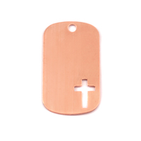 Copper Medium Dog Tag with Cross, 24g Copper Medium Dog Tag with Cross, 24g