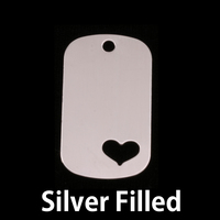 Silver Filled Medium Dog Tag with Heart, 24g Silver Filled Medium Dog Tag with Heart, 24g