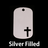 Silver Filled Medium Dog Tag with Cross, 24g Silver Filled Medium Dog Tag with Cross, 24g