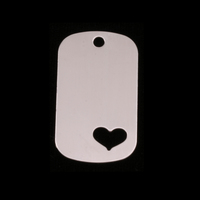 Sterling Silver Medium Dog Tag with Heart, 24g Sterling Silver Medium Dog Tag with Heart, 24g