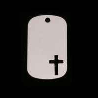 Sterling Silver Medium Dog Tag with Cross, 24g Sterling Silver Medium Dog Tag with Cross, 24g