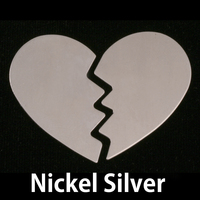 Nickel Silver Large Broken Heart, 2 pieces 24g Nickel Silver Large Broken Heart, 2 pieces 24g