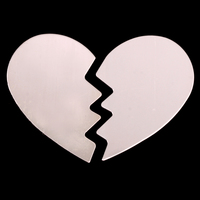 Sterling Silver Large Broken Heart, 2 pieces, 24g Sterling Silver Large Broken Heart, 2 pieces, 24g