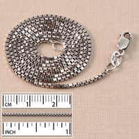 Sterling Silver Small Box Chain, Oxidized, 18" Sterling Silver Small Box Chain, Oxidized, 18"