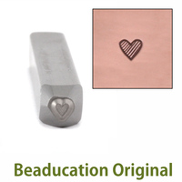Tiny Tall Lined Heart Design Stamp - Beaducation Original Tiny Tall Lined Heart Design Stamp - Beaducation Original