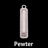 Pewter Stitched Edge Birthstone Rectangle Pendant Pewter Stitched Edge Birthstone Rectangle Pendant