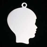 Sterling Silver Boy Head Silhouette Charm, 24g Sterling Silver Boy Head Silhouette Charm, 24g
