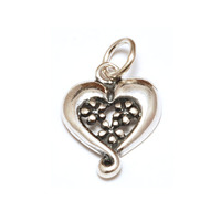 Sterling Silver Heart Charm with 3 Daisies Sterling Silver Heart Charm with 3 Daisies