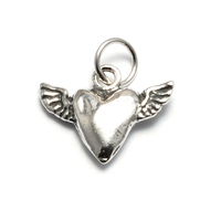 Sterling Silver Heart with Wings Charm Sterling Silver Heart with Wings Charm
