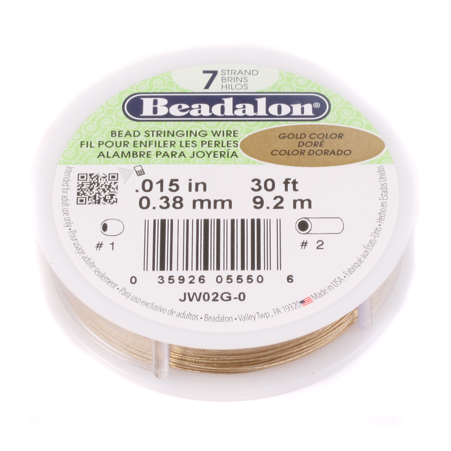 .015 7-Strand Gold Metallic Beadalon Stringing Wire .015 7-Strand Gold Metallic Beadalon Stringing Wire