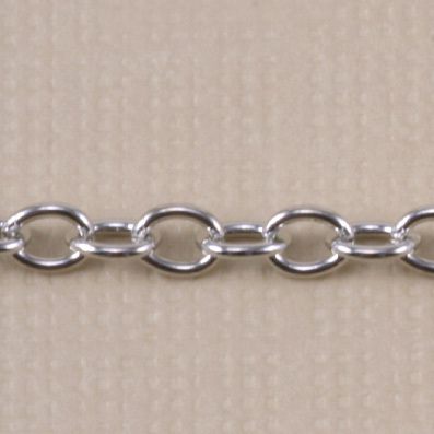 Chain & Clasps Rhodium Finish, Small Round Cable Chain, 2mm, by the Inch