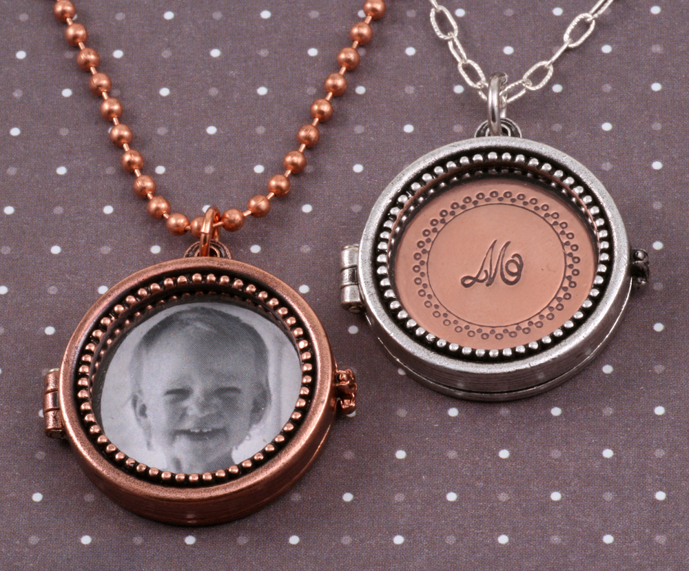 Metal Stamping Blanks Antique Plated Copper Round Beaded Locket