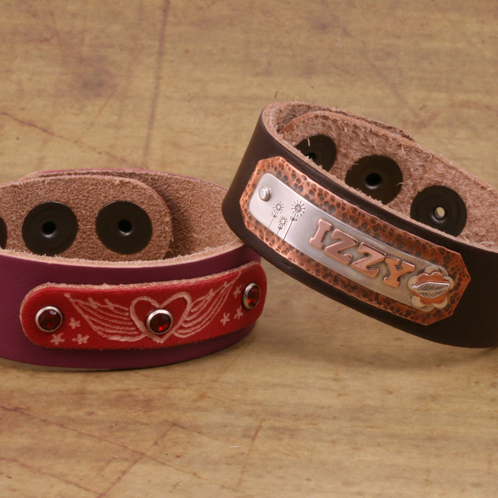 Leather Leather Adjustable Bracelet 7/8" Purple